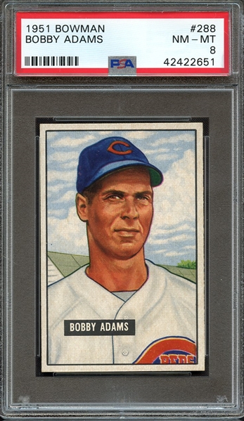 1951 BOWMAN 288 BOBBY ADAMS PSA NM-MT 8