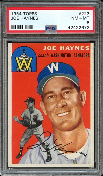 1954 TOPPS 223 JOE HAYNES PSA NM-MT 8