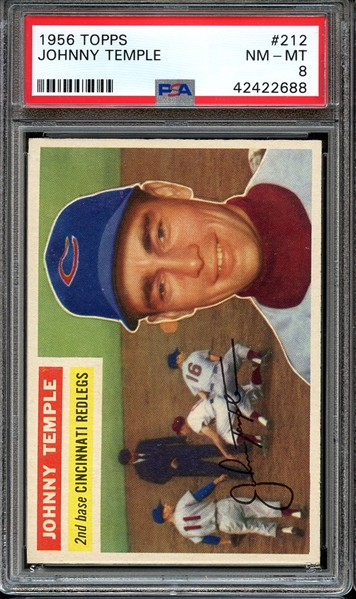 1956 TOPPS 212 JOHNNY TEMPLE PSA NM-MT 8