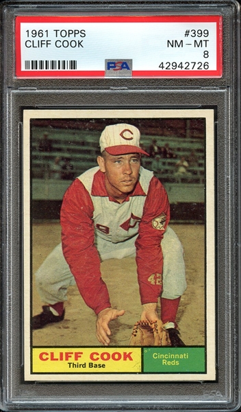 1961 TOPPS 399 CLIFF COOK PSA NM-MT 8