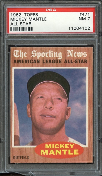 1962 TOPPS 471 MICKEY MANTLE ALL STAR PSA NM 7 * Chipped Case *