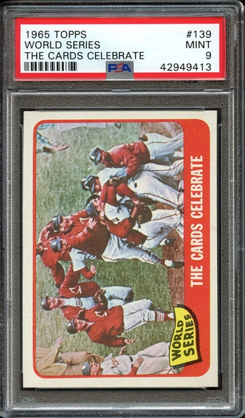 1965 TOPPS 139 WORLD SERIES THE CARDS CELEBRATE PSA MINT 9