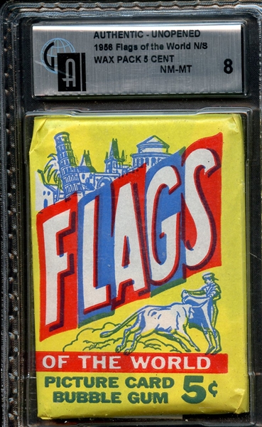 1956 FLAGS OF THE WORLD UNOPENED WAX PACK GAI NM-MT 8