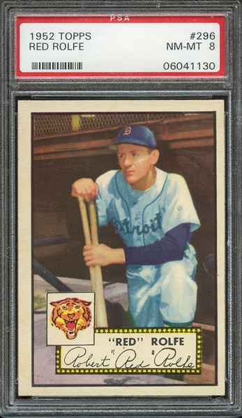 1952 TOPPS 296 RED ROLFE PSA NM-MT 8
