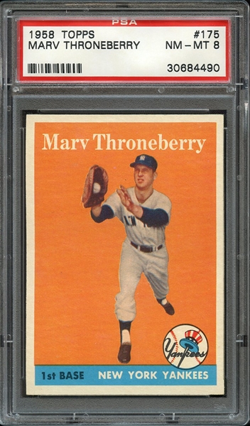 1958 TOPPS 175 MARV THRONEBERRY PSA NM-MT 8