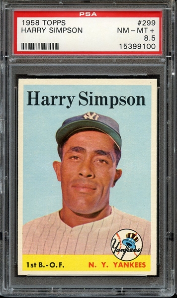 1958 TOPPS 299 HARRY SIMPSON PSA NM-MT+ 8.5