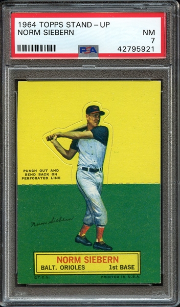 1964 TOPPS STAND-UP NORM SIEBERN PSA NM 7