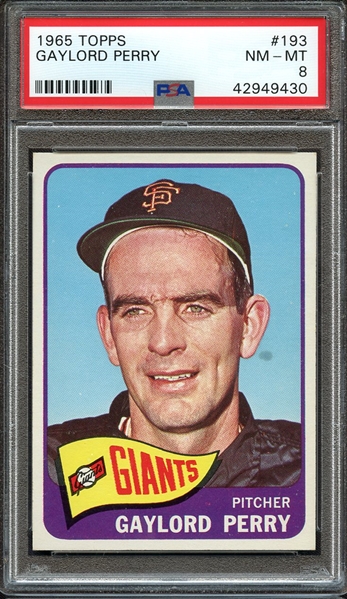 1965 TOPPS 193 GAYLORD PERRY PSA NM-MT 8