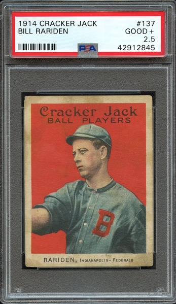 1914 CRACKER JACK 137 BILL RARIDEN PSA GOOD+ 2.5