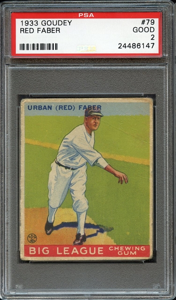 1933 GOUDEY 79 RED FABER PSA GOOD 2