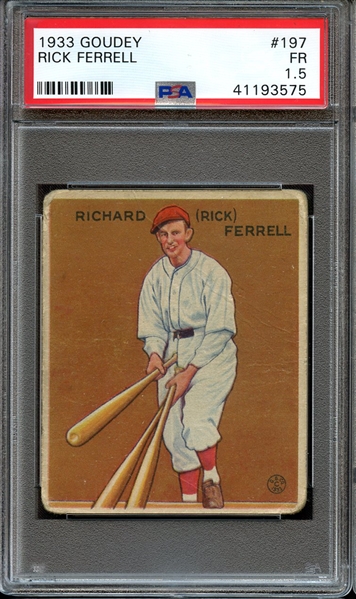 1933 GOUDEY 197 RICK FERRELL PSA FR 1.5