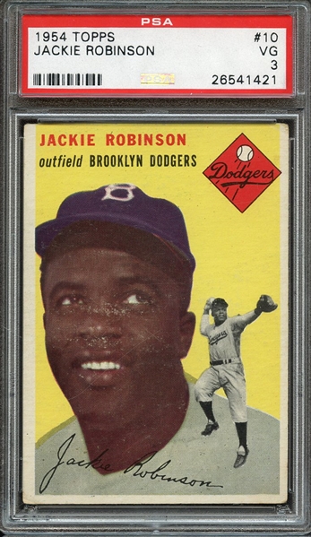1954 TOPPS 10 JACKIE ROBINSON PSA VG 3