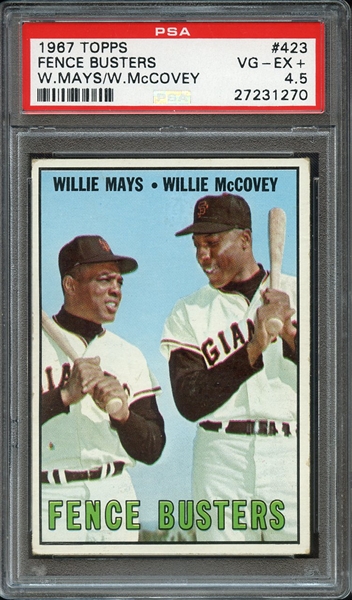 1967 TOPPS 423 FENCE BUSTERS W.MAYS/W.McCOVEY PSA VG-EX+ 4.5
