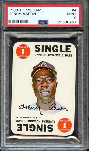 1968 TOPPS GAME 4 HENRY AARON PSA MINT 9
