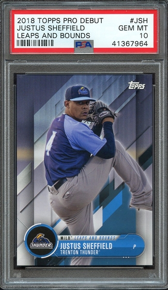 2018 TOPPS PRO DEBUT LEAPS AND BOUNDS JSH JUSTUS SHEFFIELD LEAPS AND BOUNDS PSA GEM MT 10