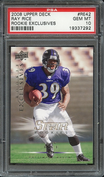 2008 UPPER DECK ROOKIE EXCLUSIVES RE42 RAY RICE ROOKIE EXCLUSIVES PSA GEM MT 10