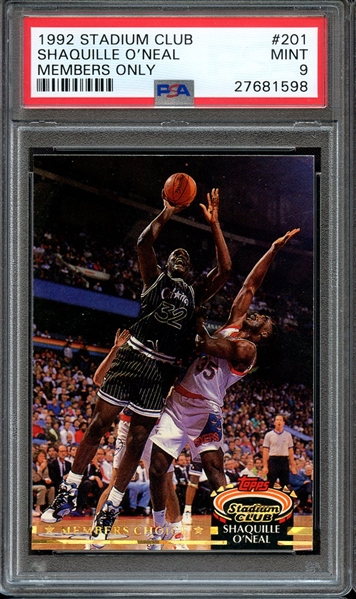1992 STADIUM CLUB 201 SHAQUILLE O'NEAL MEMBERS ONLY PSA MINT 9