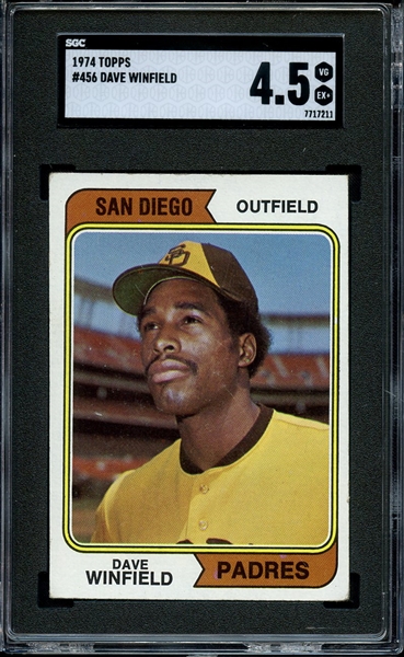 1974 TOPPS 456 DAVE WINFIELD RC SGC VG-EX+ 4.5
