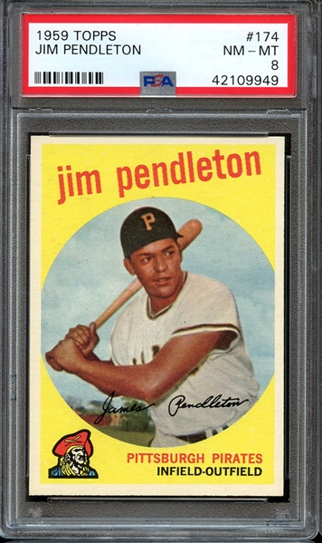1959 TOPPS 174 JIM PENDLETON PSA NM-MT 8