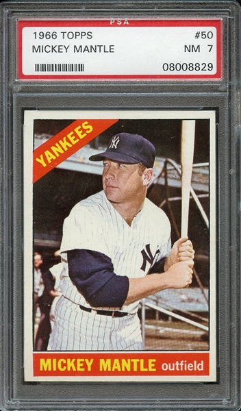 1966 TOPPS 50 MICKEY MANTLE PSA NM 7