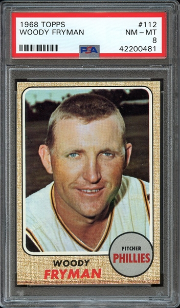 1968 TOPPS 112 WOODY FRYMAN PSA NM-MT 8