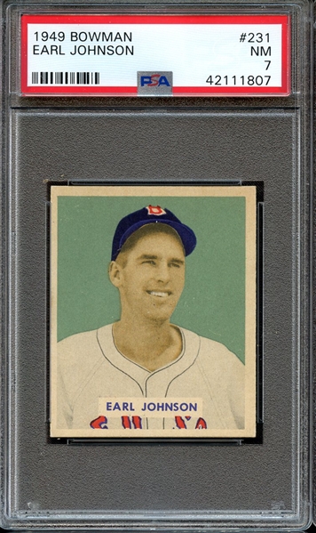 1949 BOWMAN 231 EARL JOHNSON PSA NM 7