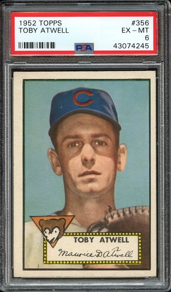1952 TOPPS 356 TOBY ATWELL PSA EX-MT 6
