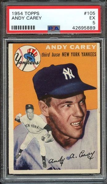 1954 TOPPS 105 ANDY CAREY PSA EX 5