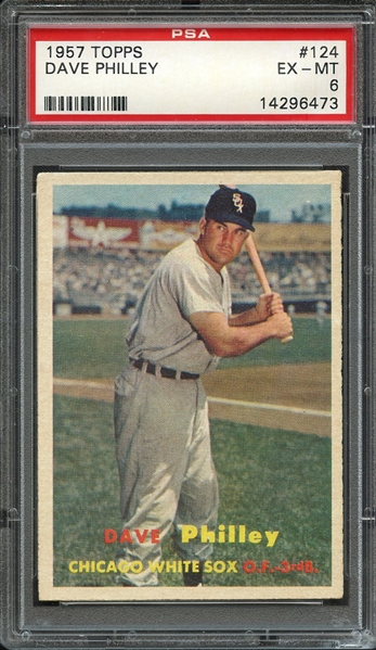 1957 TOPPS 124 DAVE PHILLEY PSA EX-MT 6