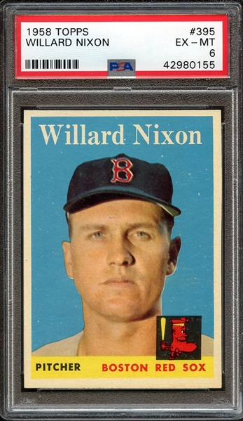 1958 TOPPS 395 WILLARD NIXON PSA EX-MT 6