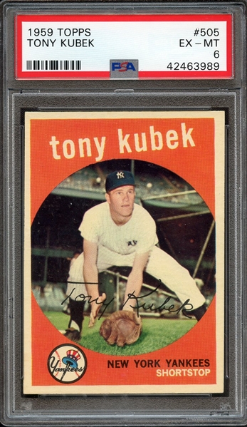 1959 TOPPS 505 TONY KUBEK PSA EX-MT 6