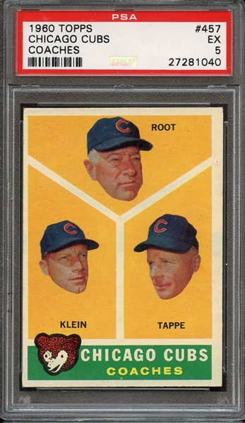 1960 TOPPS 457 CHICAGO CUBS COACHES PSA EX 5