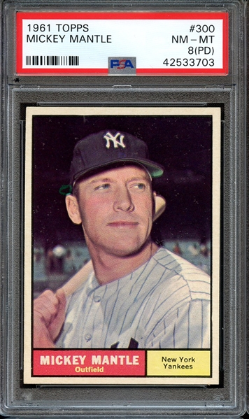 1961 TOPPS 300 MICKEY MANTLE PSA NM-MT 8 (PD)