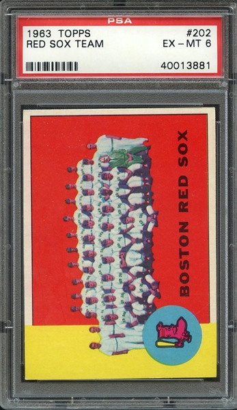 1963 TOPPS 202 RED SOX TEAM PSA EX-MT 6