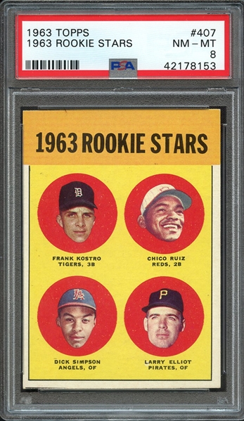 1963 TOPPS 407 1963 ROOKIE STARS PSA NM-MT 8