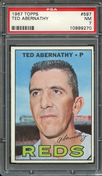 1967 TOPPS 597 TED ABERNATHY PSA NM 7
