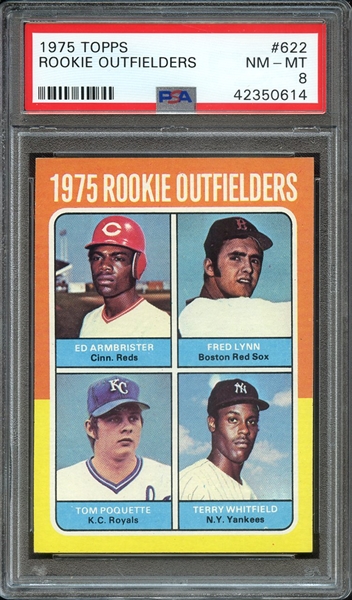 1975 TOPPS 622 ROOKIE OUTFIELDERS PSA NM-MT 8