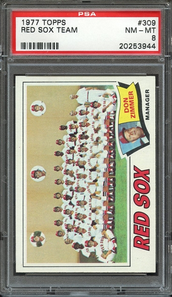 1977 TOPPS 309 RED SOX TEAM PSA NM-MT 8