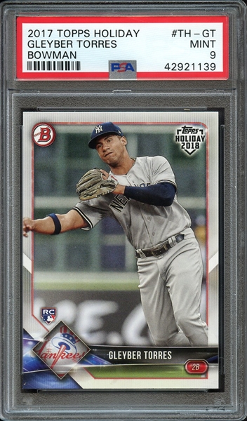 2017 TOPPS HOLIDAY BOWMAN TH-GT GLEYBER TORRES BOWMAN PSA MINT 9