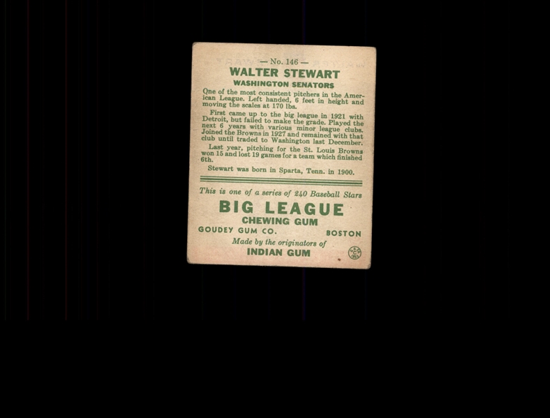 1933 Goudey 146 Walter Stewart PIT RC VG #D937985