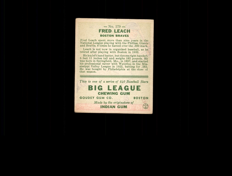 1933 Goudey 179 Fred Leach RC EX #D941563