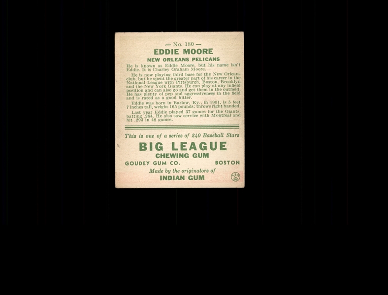 1933 Goudey 180 Eddie Moore RC EX #D941565