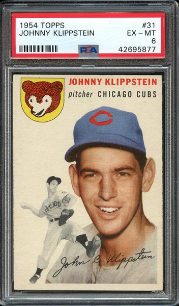1954 TOPPS 31 JOHNNY KLIPPSTEIN PSA EX-MT 6