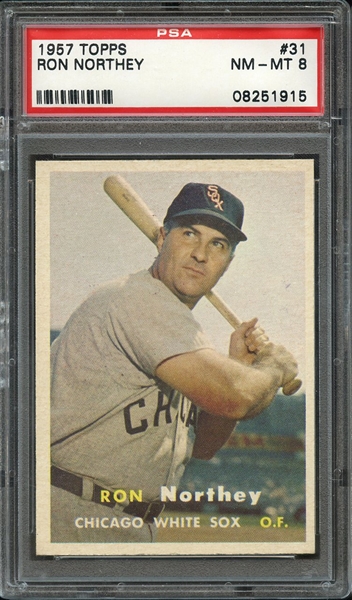 1957 TOPPS 31 RON NORTHEY PSA NM-MT 8