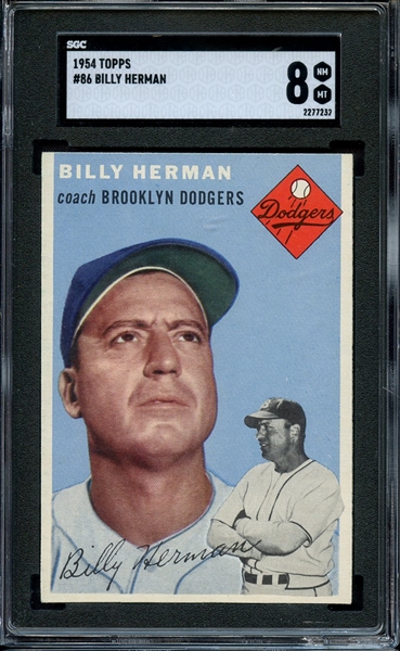 1954 TOPPS 86 BILLY HERMAN SGC NM/MT 8