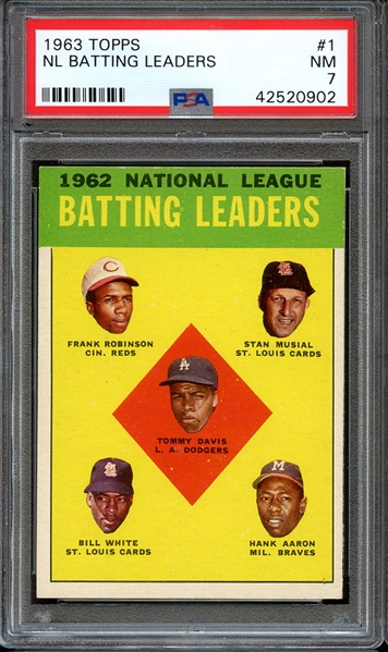 1963 TOPPS 1 NL BATTING LEADERS PSA NM 7