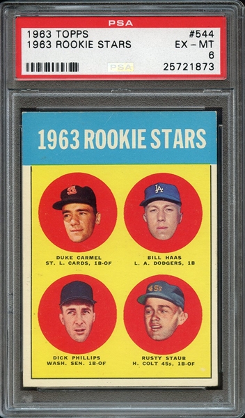 1963 TOPPS 544 1963 ROOKIE STARS PSA EX-MT 6