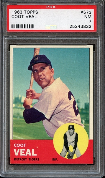 1963 TOPPS 573 COOT VEAL PSA NM 7