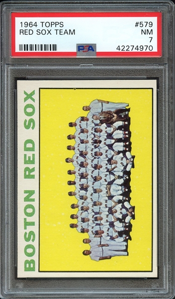 1964 TOPPS 579 RED SOX TEAM PSA NM 7