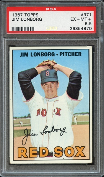 1967 TOPPS 371 JIM LONBORG PSA EX-MT+ 6.5